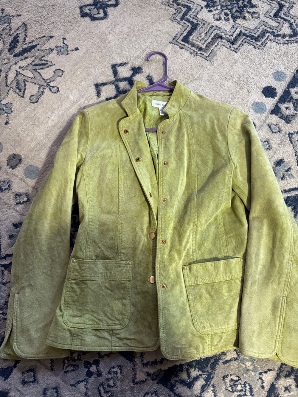 David Brooks Vintage Y2K Lime Green Suede Jacket Snap Blazer S/P